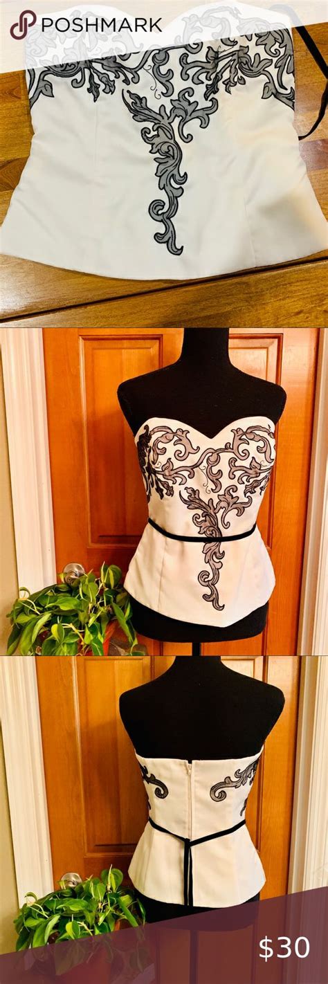 white house black market bustier metal embellishment|White House Black Market Embellished Bustier Size 4 .